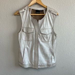 Trouve cream crackled leather vest
